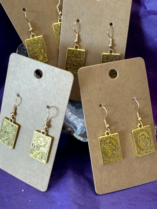 Gold Tarot Card Earrings