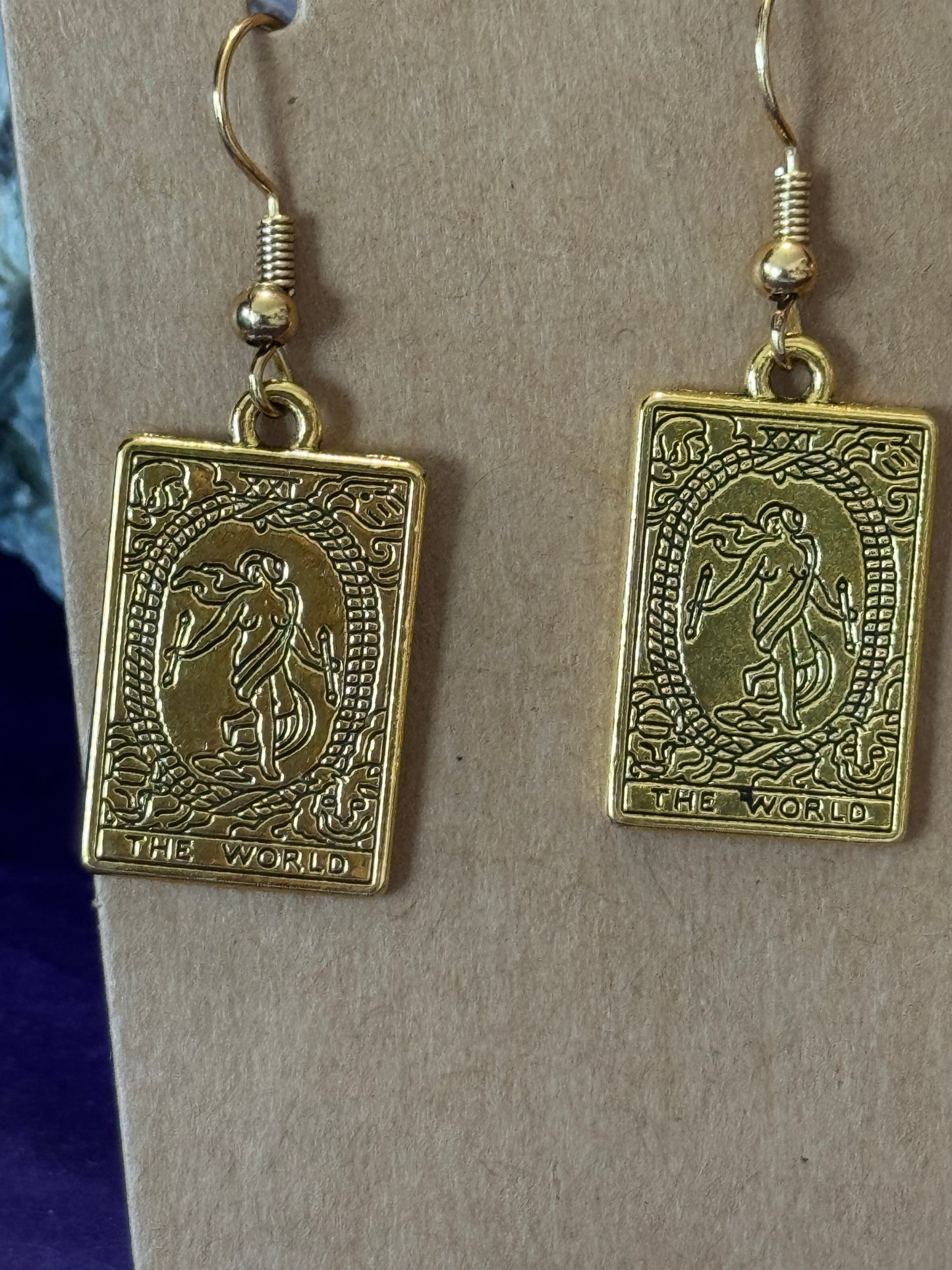 Gold Tarot Card Earrings