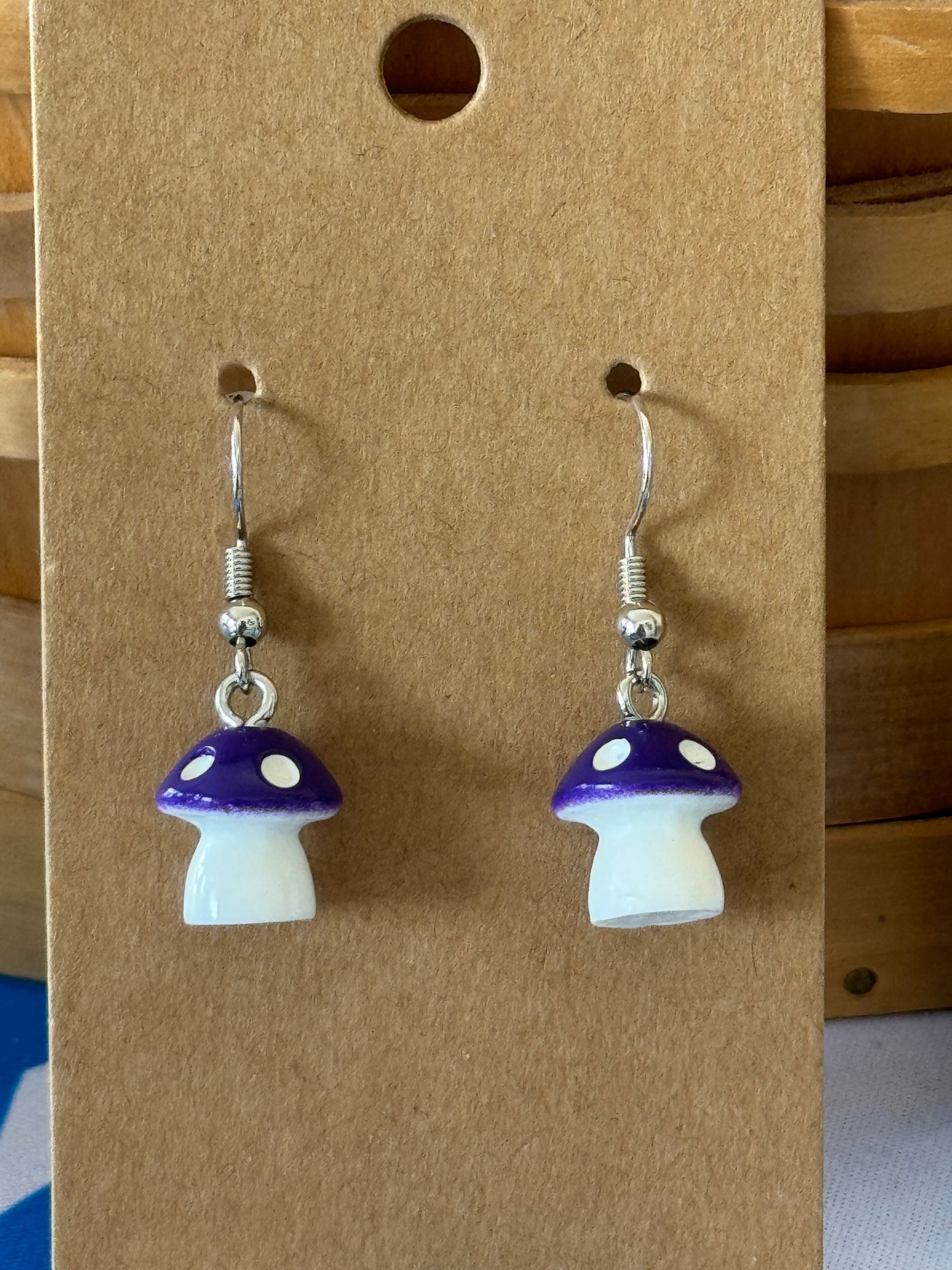 Purple And White Earrings