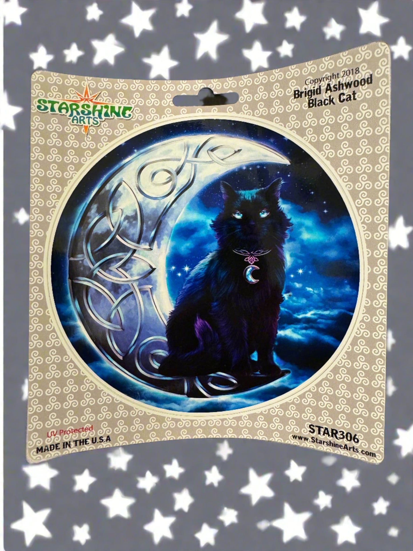 Black Cat with Moon Sticker