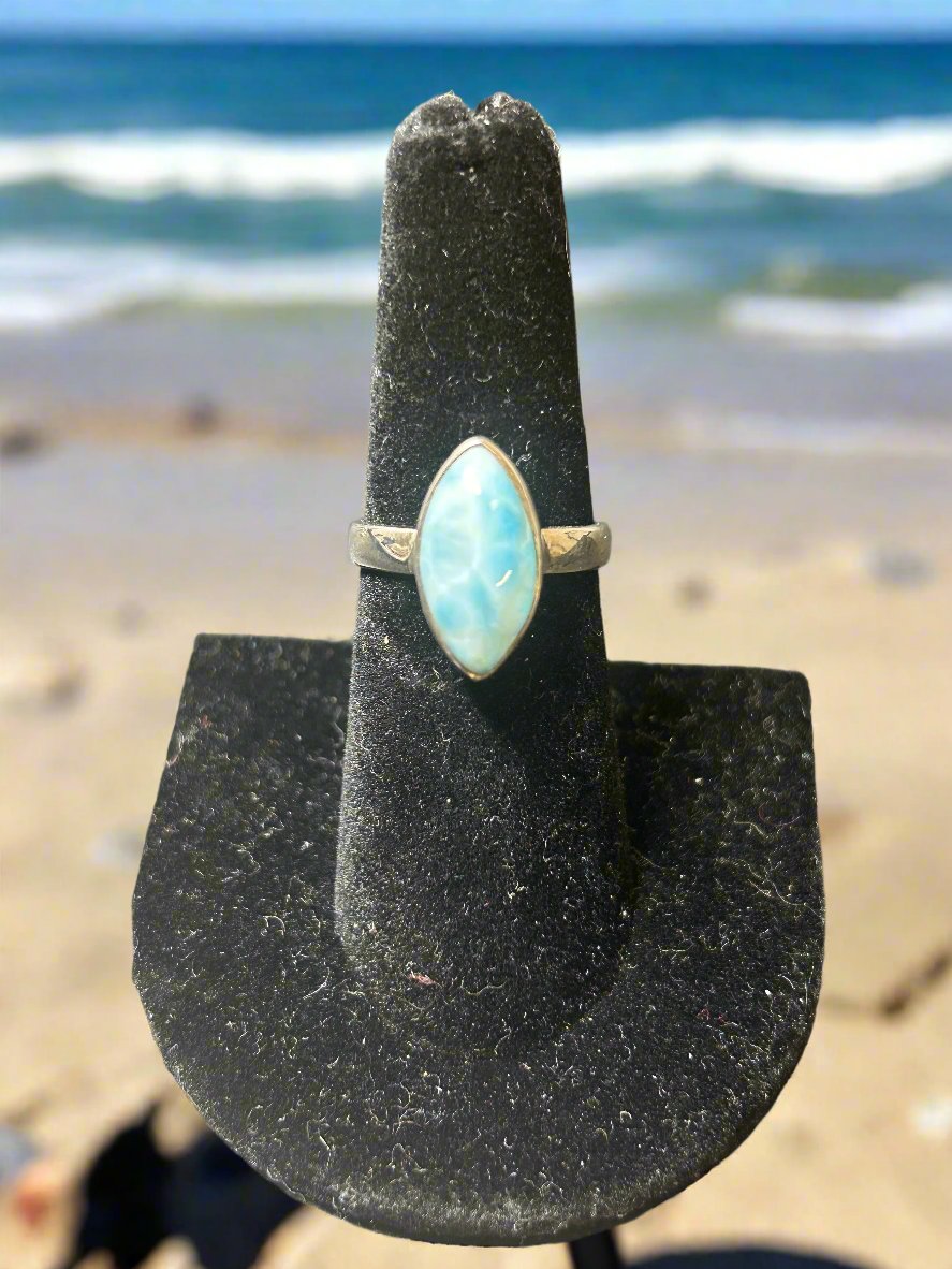 Larimar, Sterling Silver Ring, Size 7