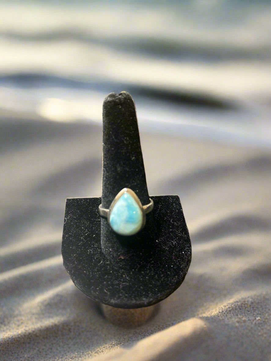 Larimar, Sterling Silver Ring, Size 10