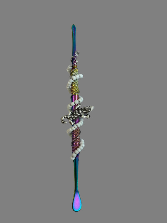 Hand Beaded Rainbow Dabber-Lizard Accent