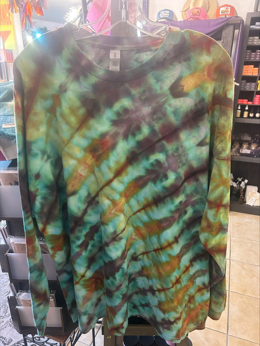 Tie Dye Long-Sleeved T-Shirt-Size 2X