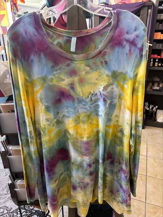 Tie Dye Long-Sleeved T-Shirt-Size 3X