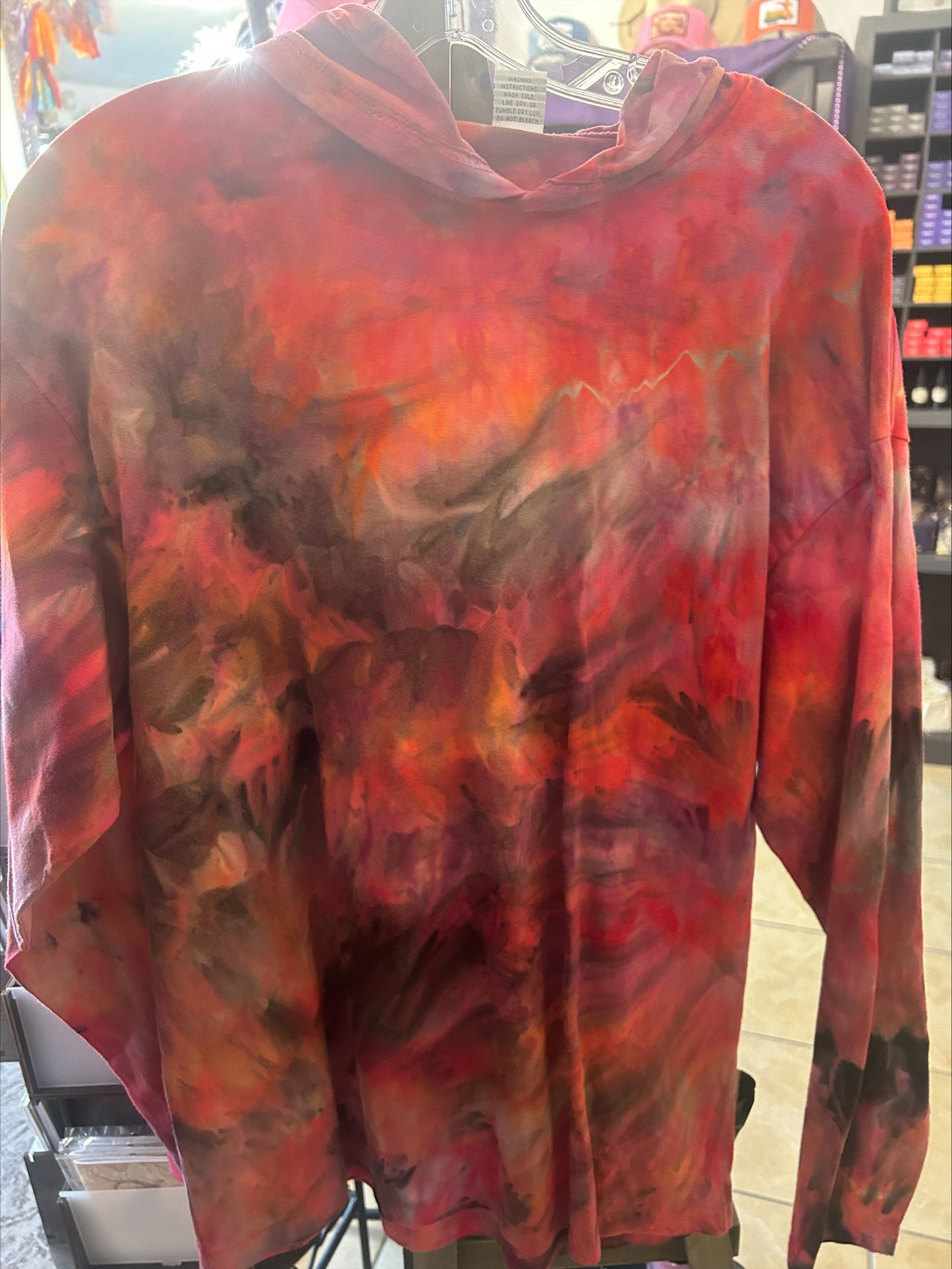 Tie Dye Long-Sleeved T-Shirt Hoodie-Size Large