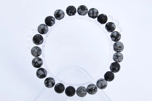Matte Snowflake Obsidian Stone Bracelet 8mm