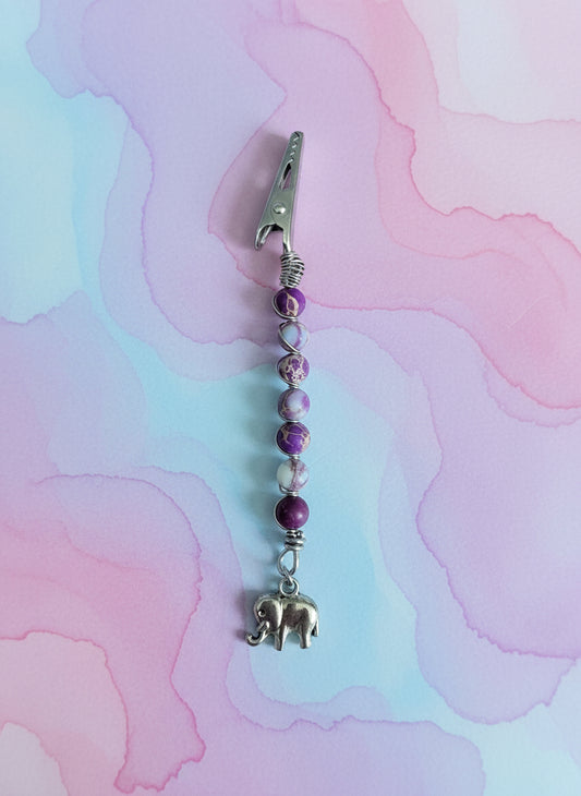 Pink and Purple Jasper Elephant Smoking Clip