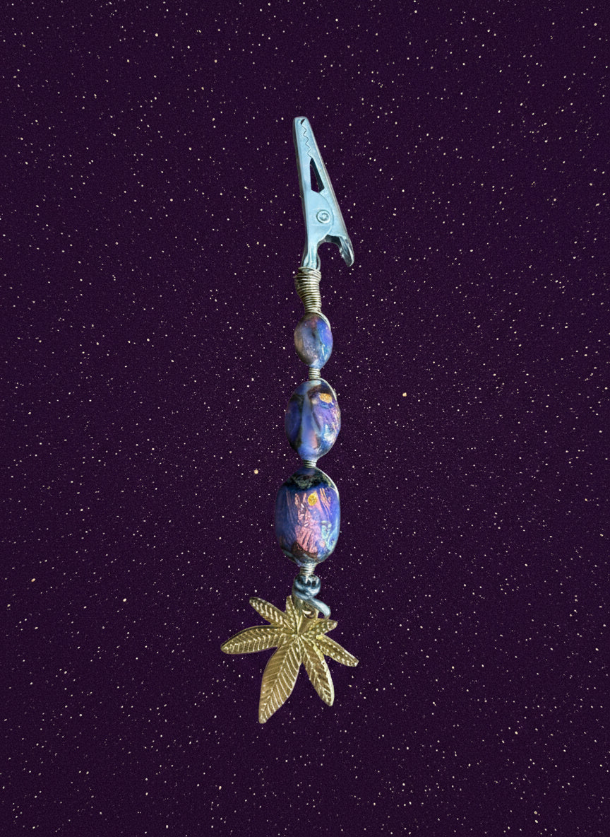 Purple Gold Flake Smoking Clip
