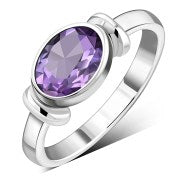 Delicate Amethyst Stone Sterling Silver Ring