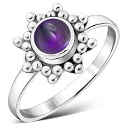 Ethnic Style Amethyst Sterling Silver Ring