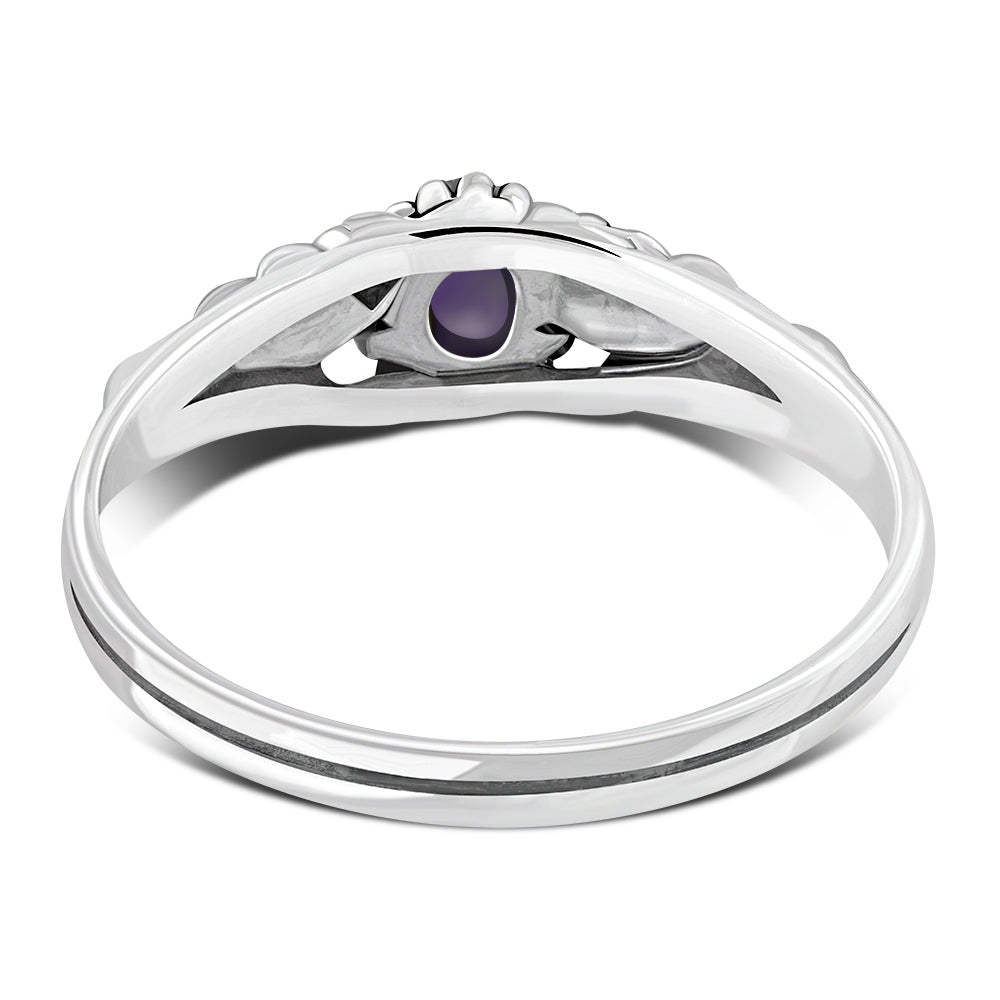 Amethyst, Flowers Sterling Silver Ring