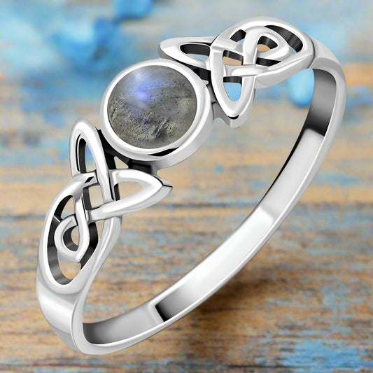 Labradorite, Celtic Trinity Sterling Silver Ring