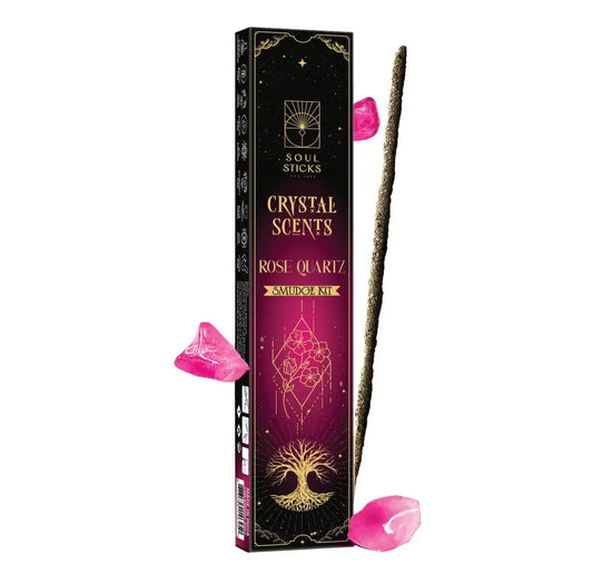 Rose Quartz Crystal Scents Incense Sticks Smudge Kit