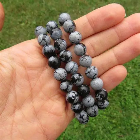Snowflake Obsidian Stone Bracelet 8mm