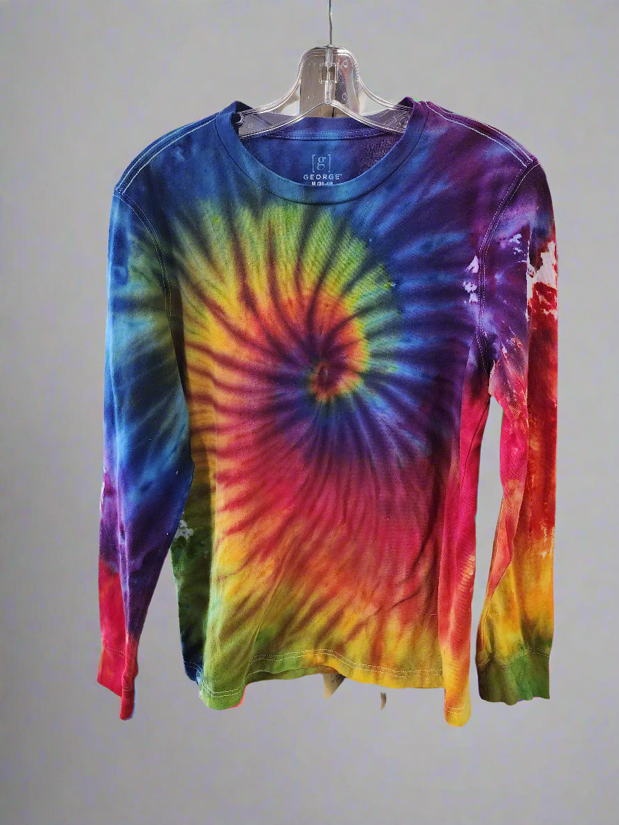 Tie Dye Long-Sleeved T-Shirt Size Medium Rainbow Spiral