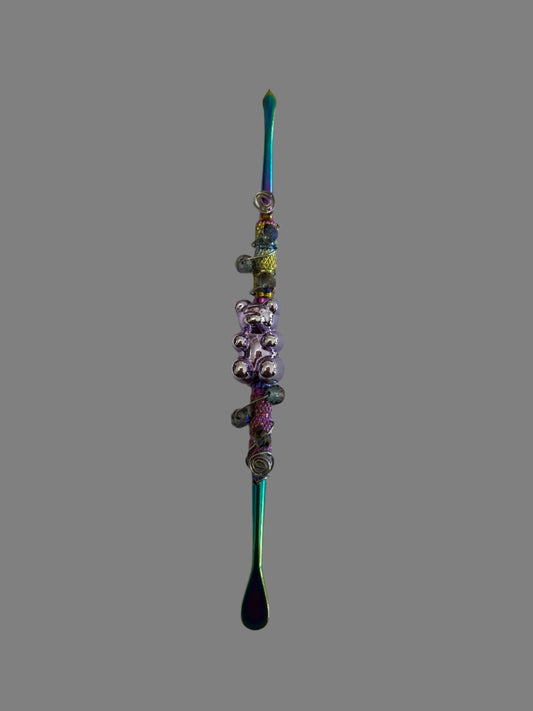 Hand Beaded Rainbow Dabber-With Purple Gummi Bear Accent