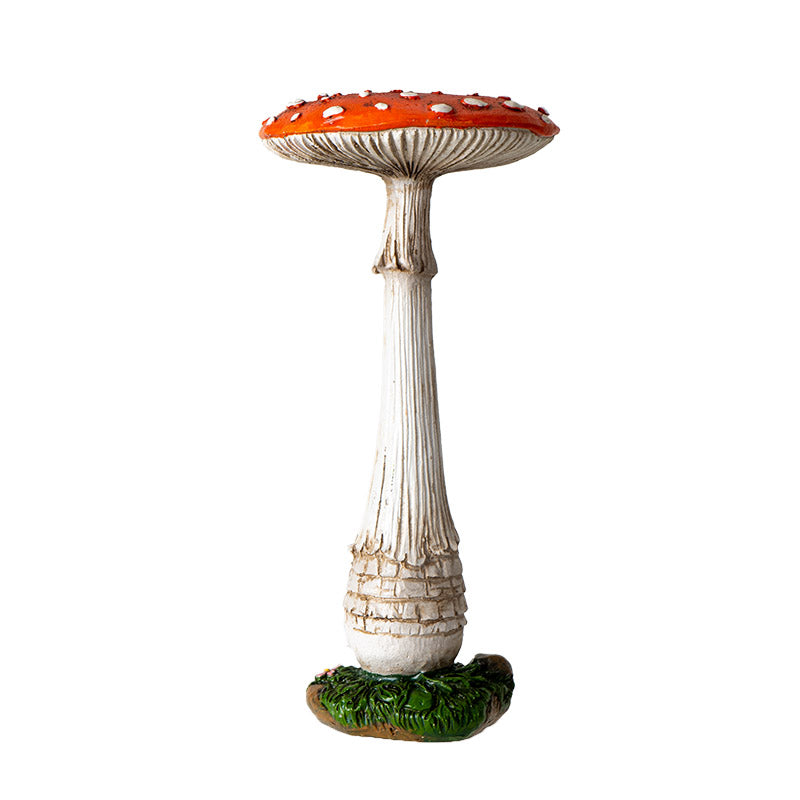 Hand Painted Red and White Mushroom Toadstool Statue