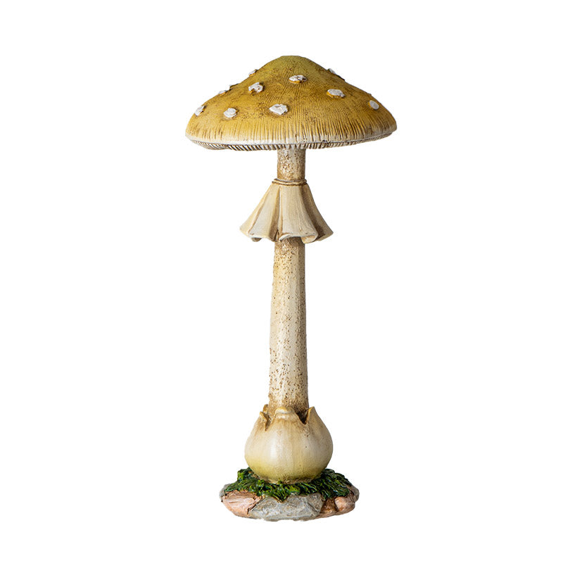 Hand Painted Yellow and White Mushroom Toadstool Statue