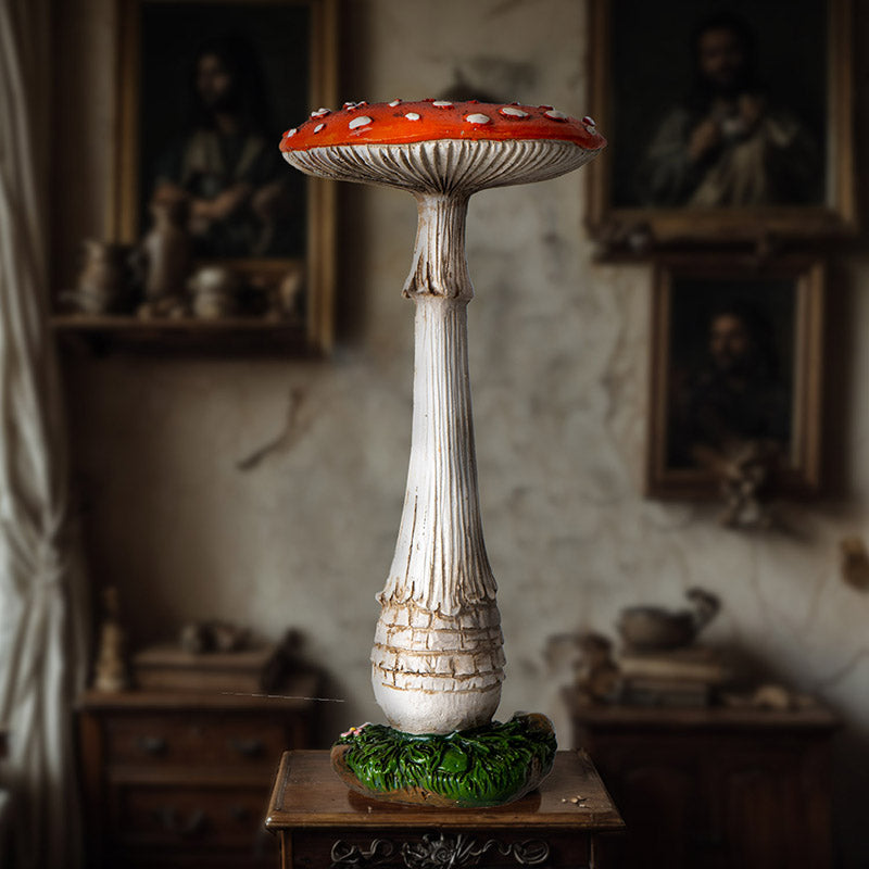 Hand Painted Red and White Mushroom Toadstool Statue