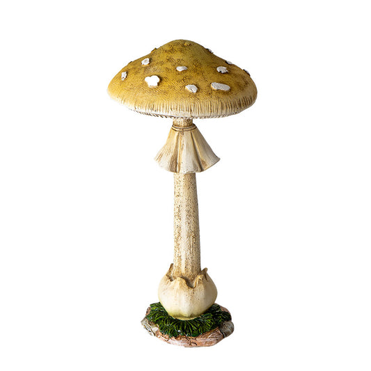 Hand Painted Yellow and White Mushroom Toadstool Statue