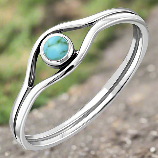 Turquoise Evil Eye, Sterling Silver Ring