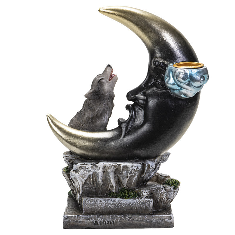 Howling Wolf and Moon Backflow Incense Burner