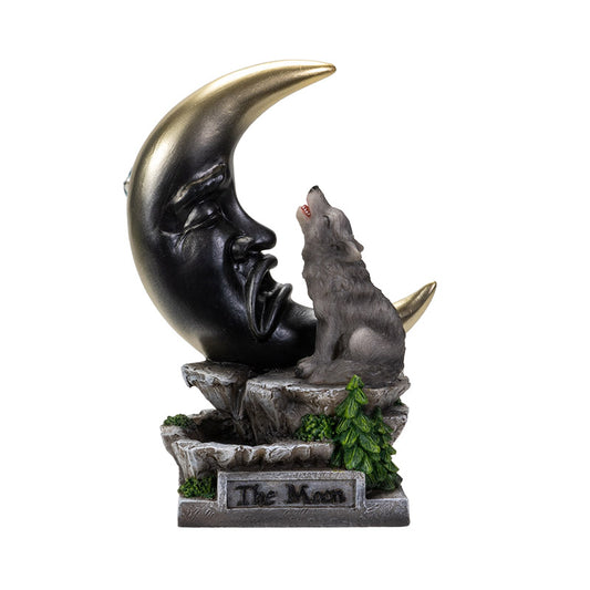 Howling Wolf and Moon Backflow Incense Burner