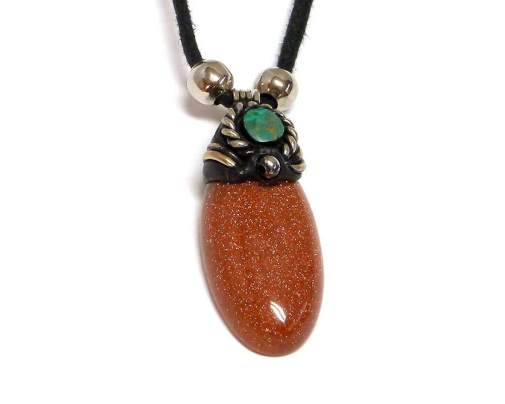 Oval Semi Precious Stone Pendant Necklace