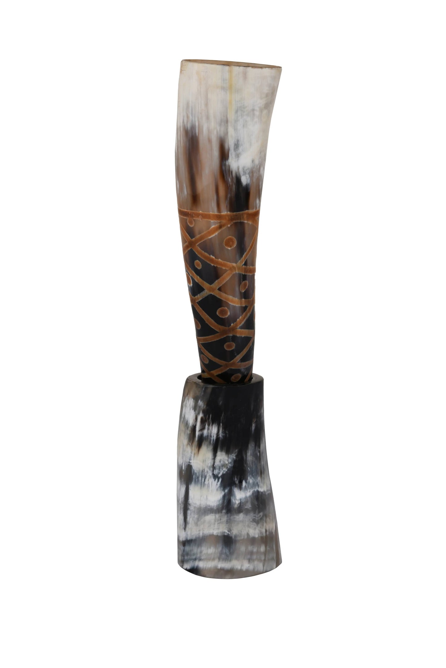 Drinking Horn with Stand - Holds Upto 16 oz, Burnt Craft