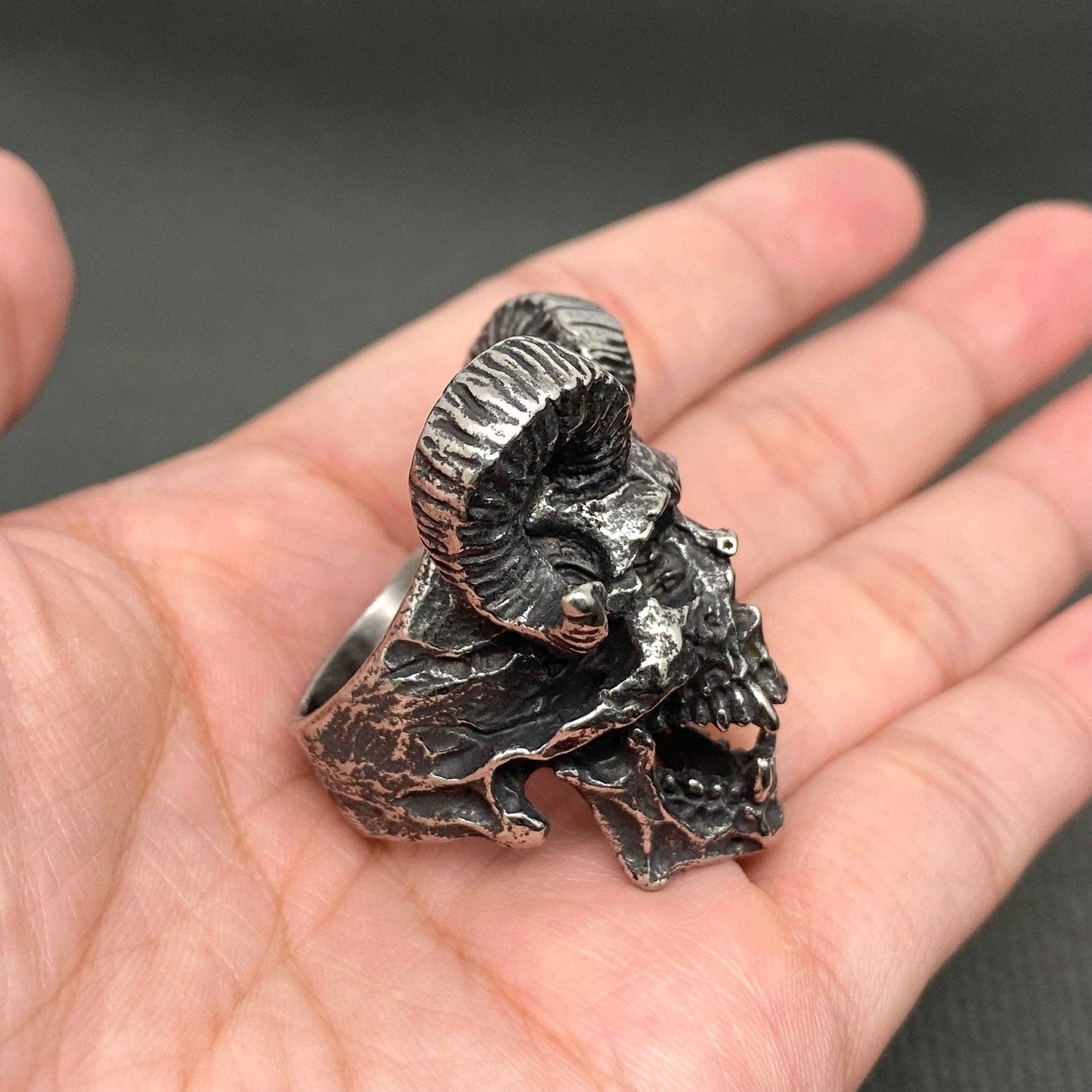 Men's Stainless Steel Demon Skull Ring