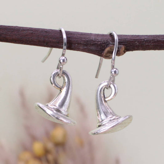 Bewitched Witch Hat Silver Earrings