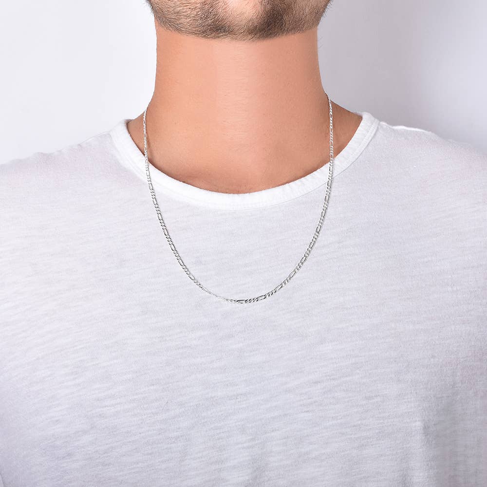 Authentic Solid Sterling Silver 3MM Figaro Link Chain