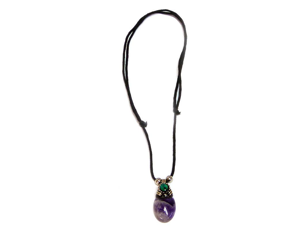 Oval Semi Precious Stone Pendant Necklace