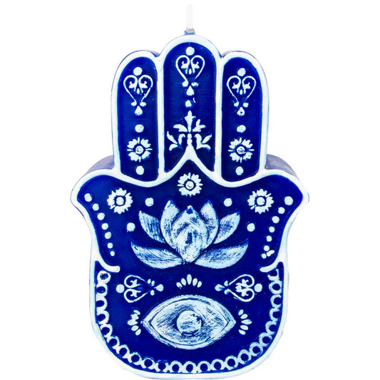 Intention Candle - Fatima Hand Blue & White
