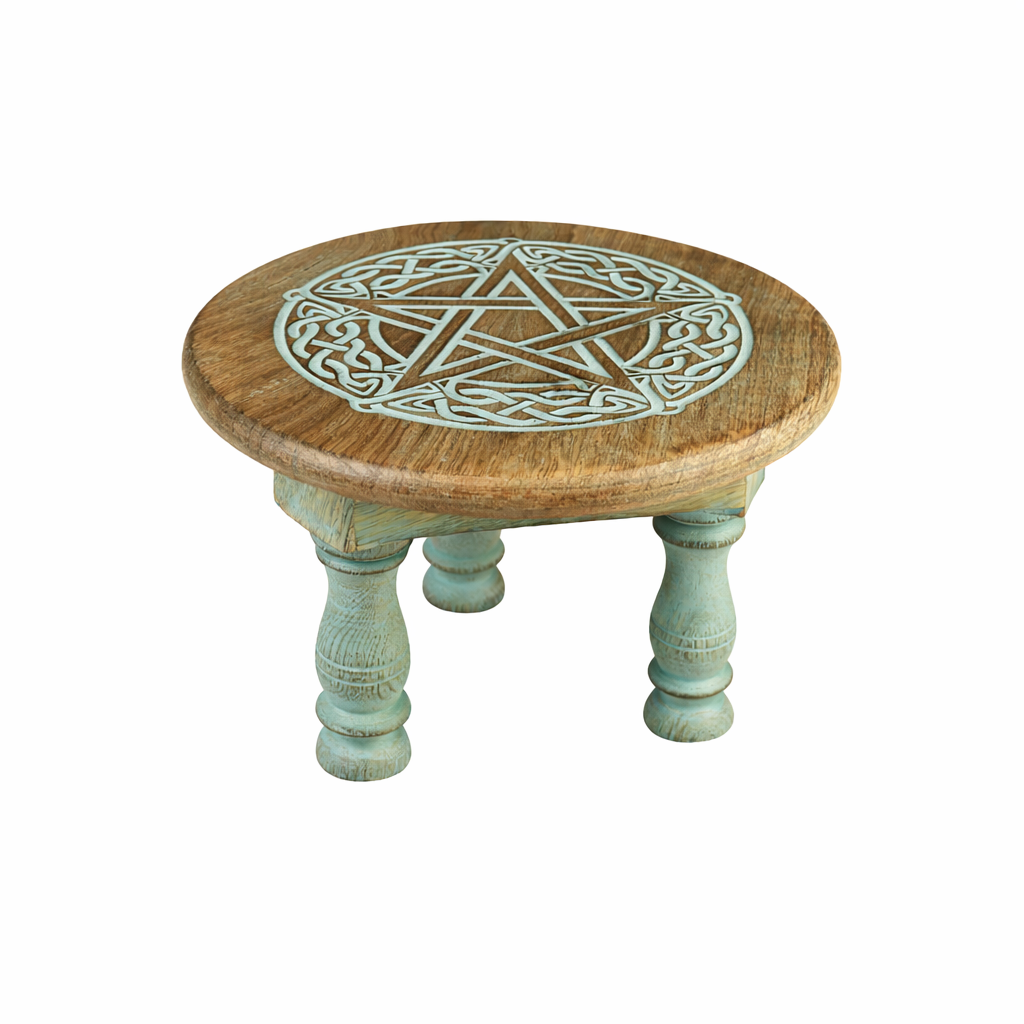 Celtic Pentacle Wooden Altar Stool (6x4)