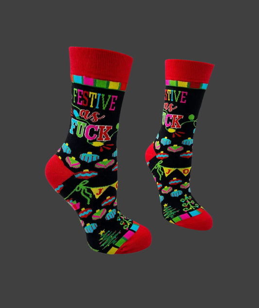 Festive as Fuck Sassy Women's Novelty Socks