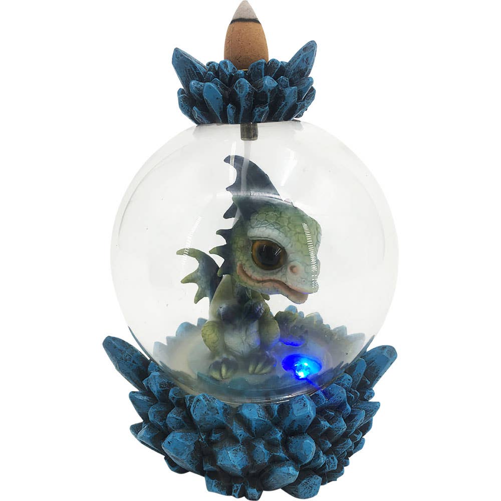 Polyresin Backflow Globe Incense Burner w/Multi-Colored LED