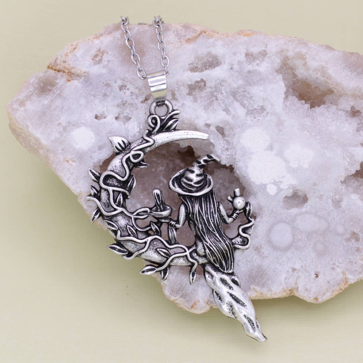 Mystic Maven Silver Moon Witch Necklace