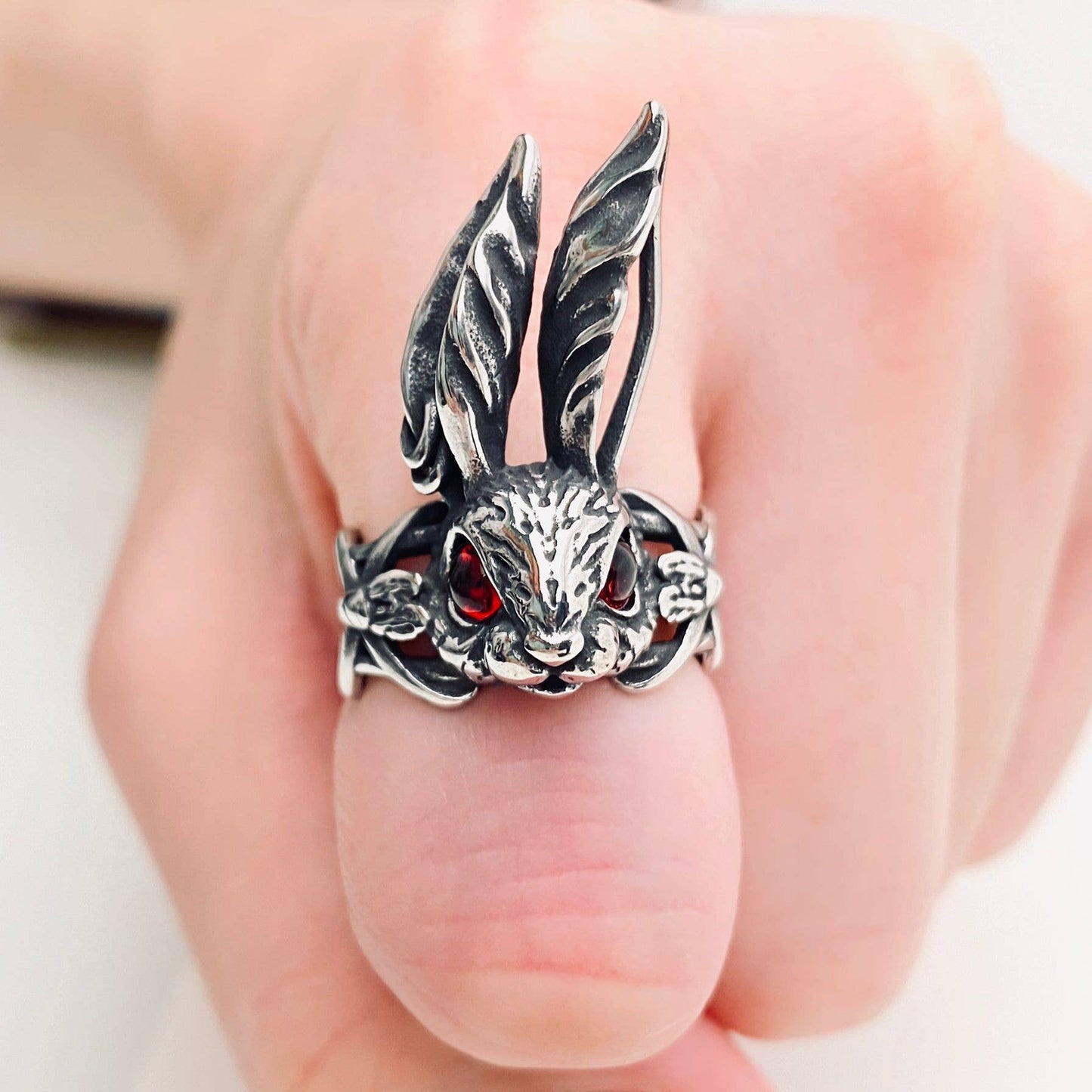 Unisex Vintage Devil Rabbit Stainless Steel Ring