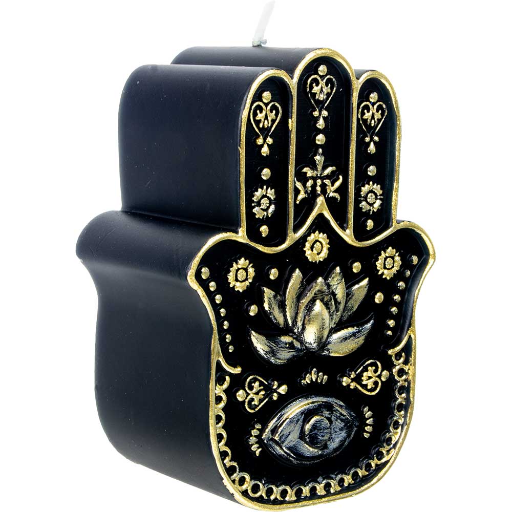 Intention Candle - Fatima Hand Black & Gold
