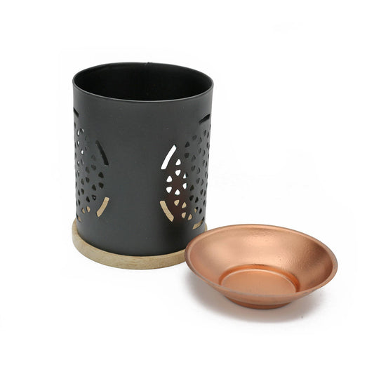 Brass Oil Burner w/ Mesh + Candle Opening: Flower of Life