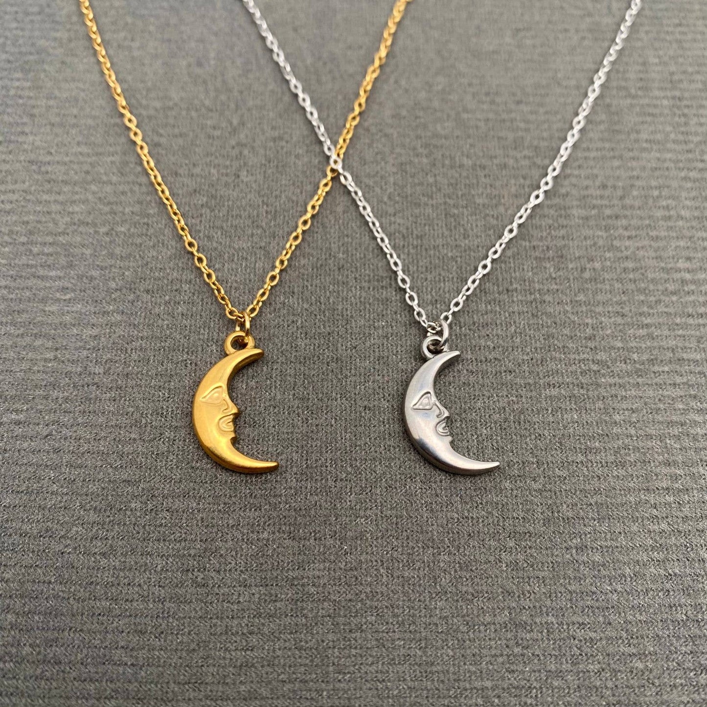SS Crescent Moon Charm Necklace
