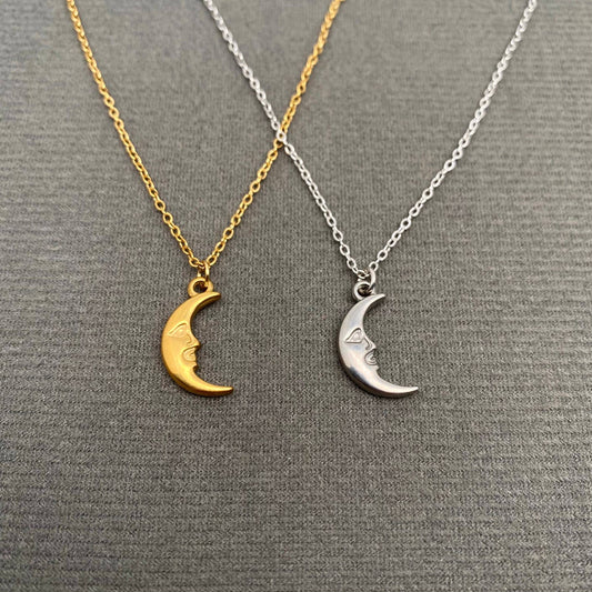 SS Crescent Moon Charm Necklace