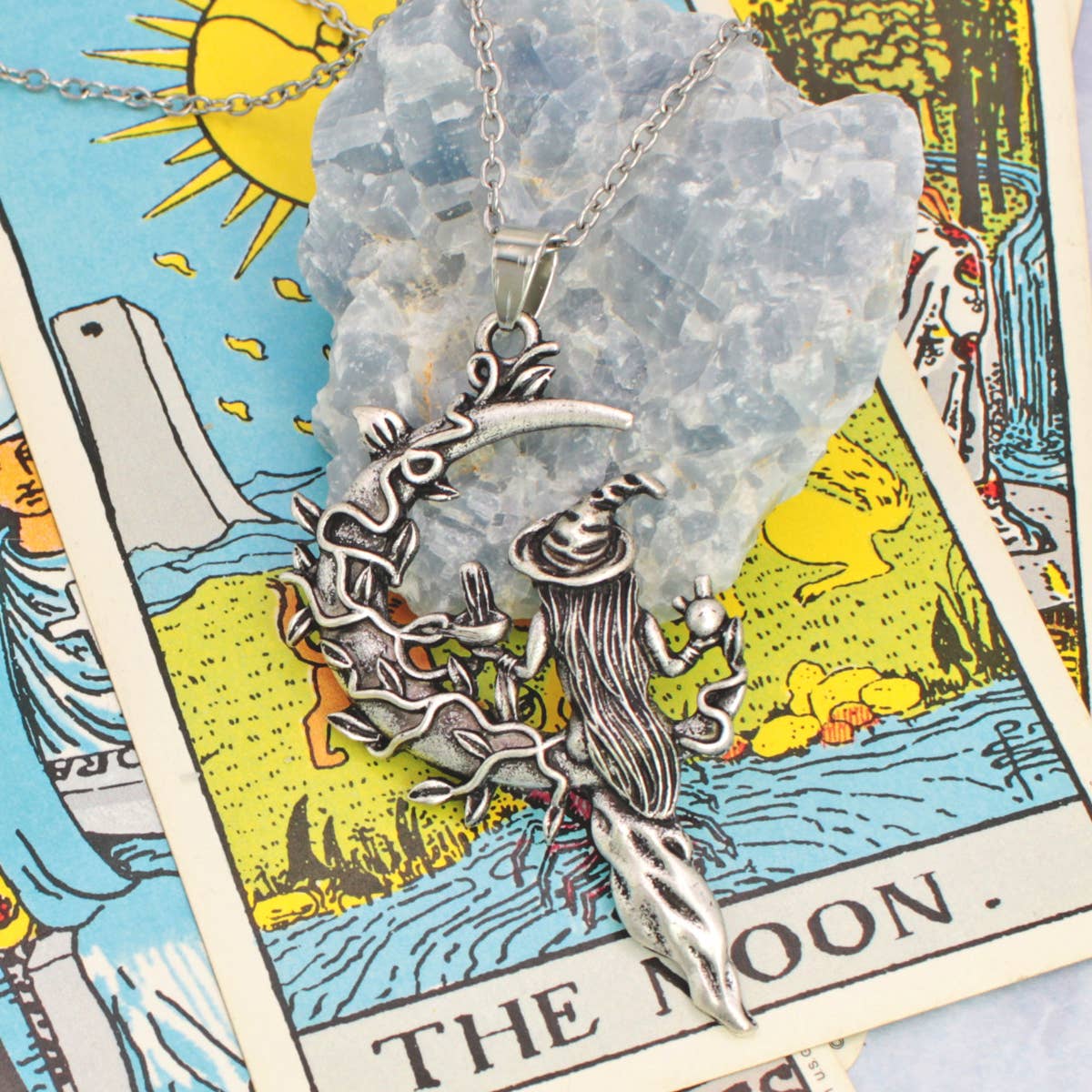 Mystic Maven Silver Moon Witch Necklace