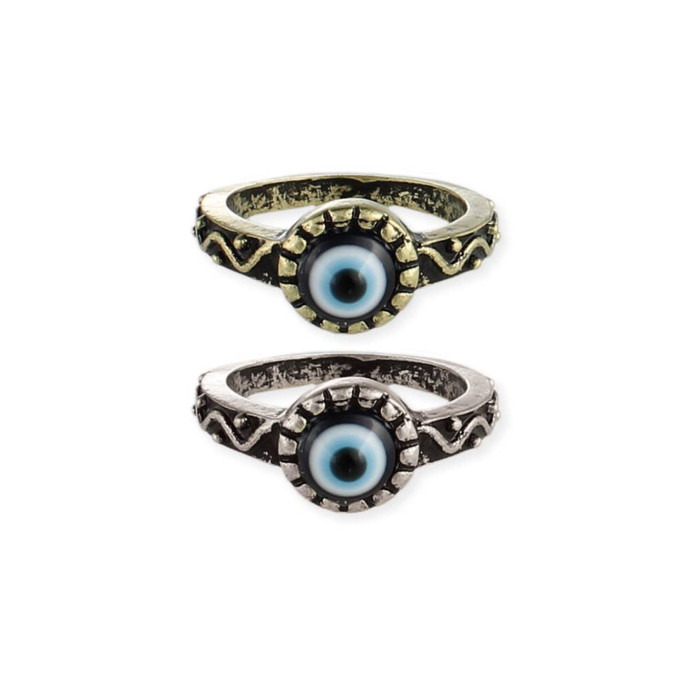 Antiqued Evil Eye Ring