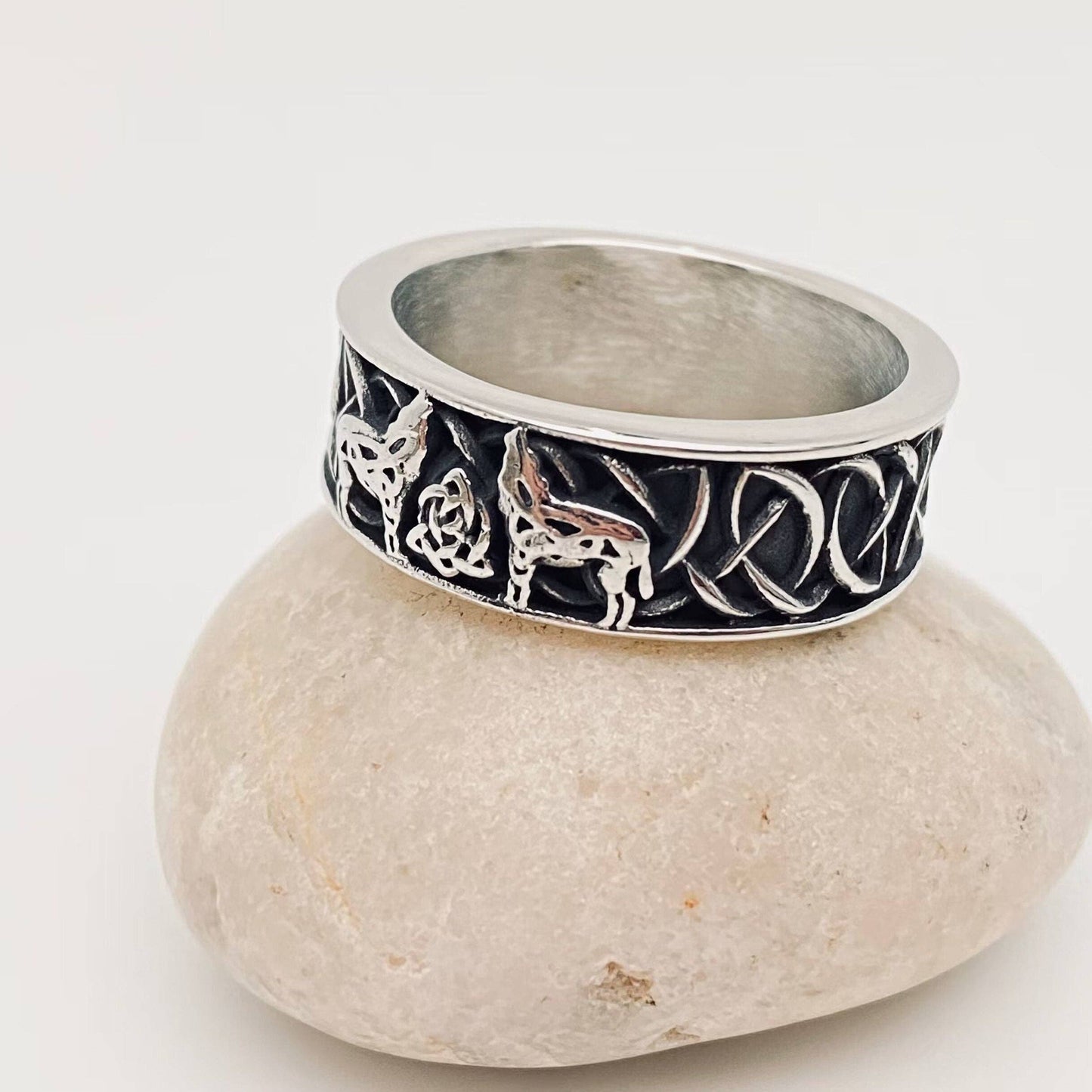 Viking Double Wolf Pattern Stainless Steel Ring