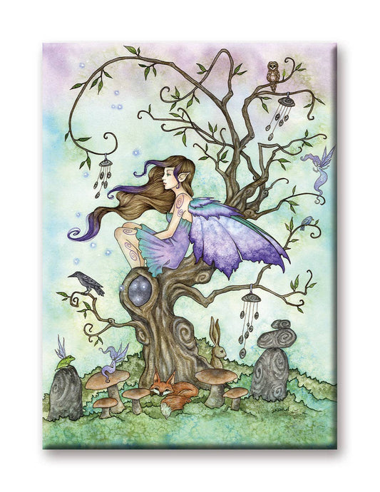 Imagined Worlds Wind Chimes Fairy on Tree Flat Magnet