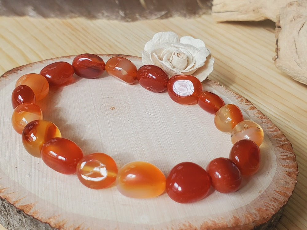 Carnelian Jelly Bean Bracelet-10mm