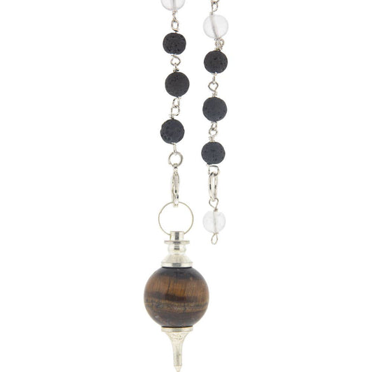 Pendulum Sephoroton w/ Lava Beads - Tiger Eye